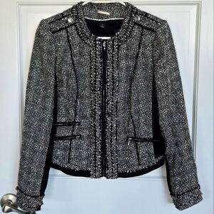 White House Black Market Black & White Tweed Blazer Jacket